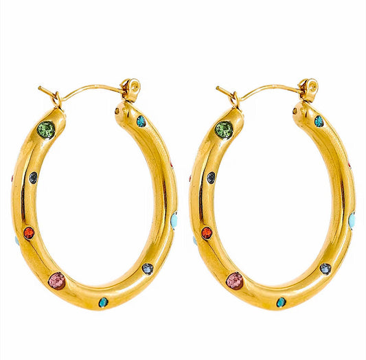 Argolas Zircónia em Aço Inoxidável Dourado Colorido