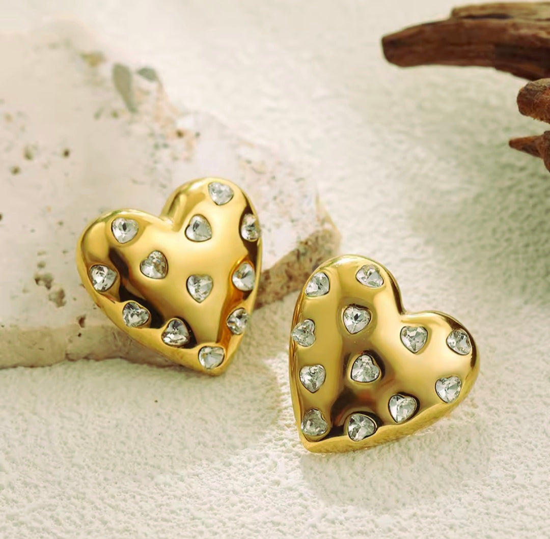 Boucles d'oreilles coeur dorées