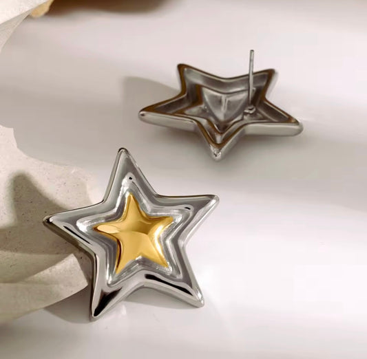 Brincos em Forma de Estrelas em Aço Inoxidável