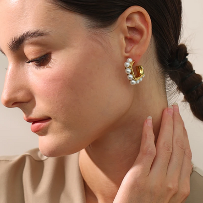 Brincos de Pérola Quadrados