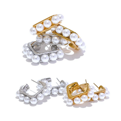 Brincos de Pérola Quadrados