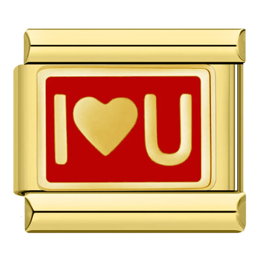 Charms Pulseira Italiana em Aço Inoxidável I Love You