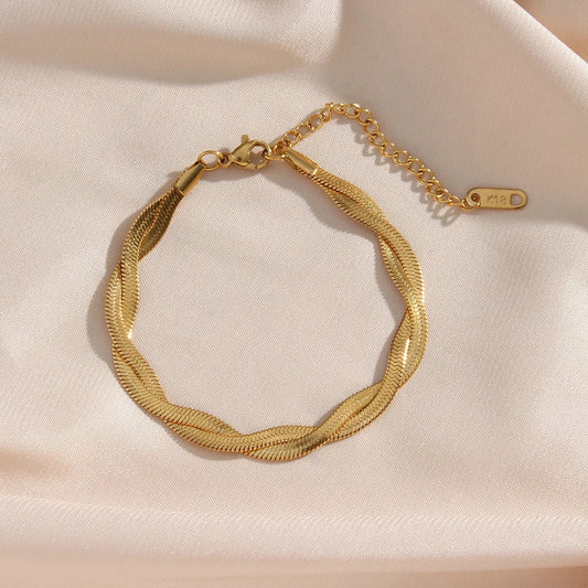Pulseira Entrelaçada em Aço Inoxidável