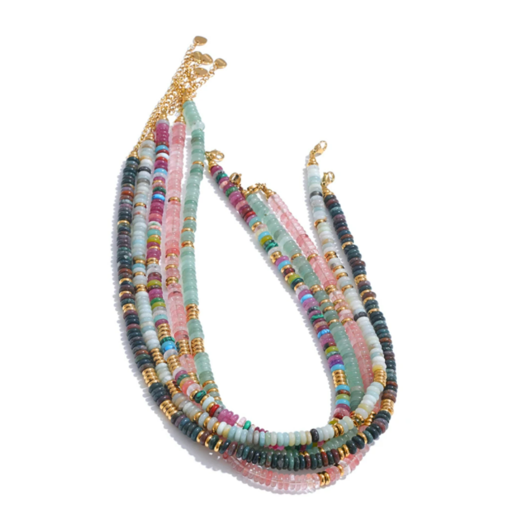 Colar de Contas de Pedra Natural