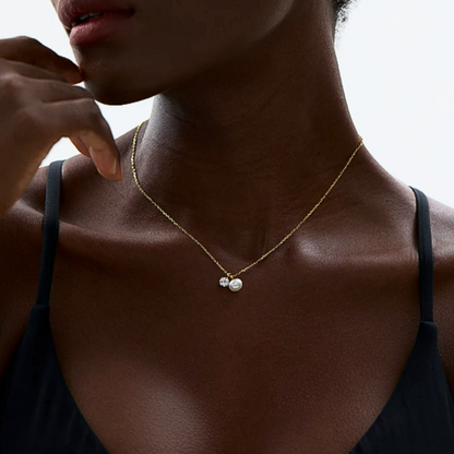 Colar Pendente Pérola e Zircónia