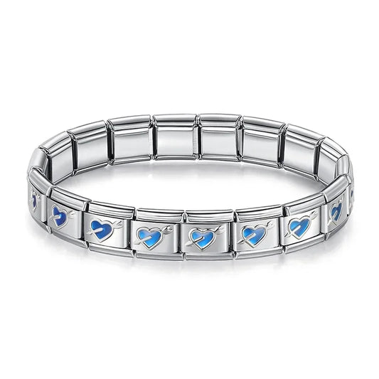 Pulseira Italiana em Aço Inoxidável Coração Flecha