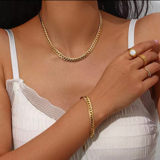 Pulseira de Corrente de Renda em Aço Inoxidável