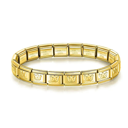 Pulseira Charms Mom e Princess em Aço Inoxidável Princess Dourado