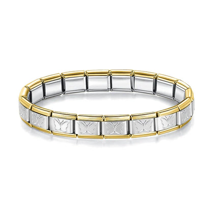 Pulseira Italiana Original em Aço Inoxidável Borboleta