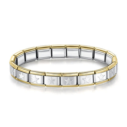 Pulseira Italiana Original em Aço Inoxidável Estrela
