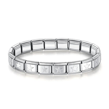 Pulseira Charms Estrelas e Anjos Estrela Prateado