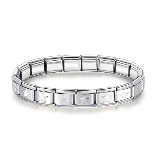 Pulseira Charms Estrelas e Anjos Estrela Prateado