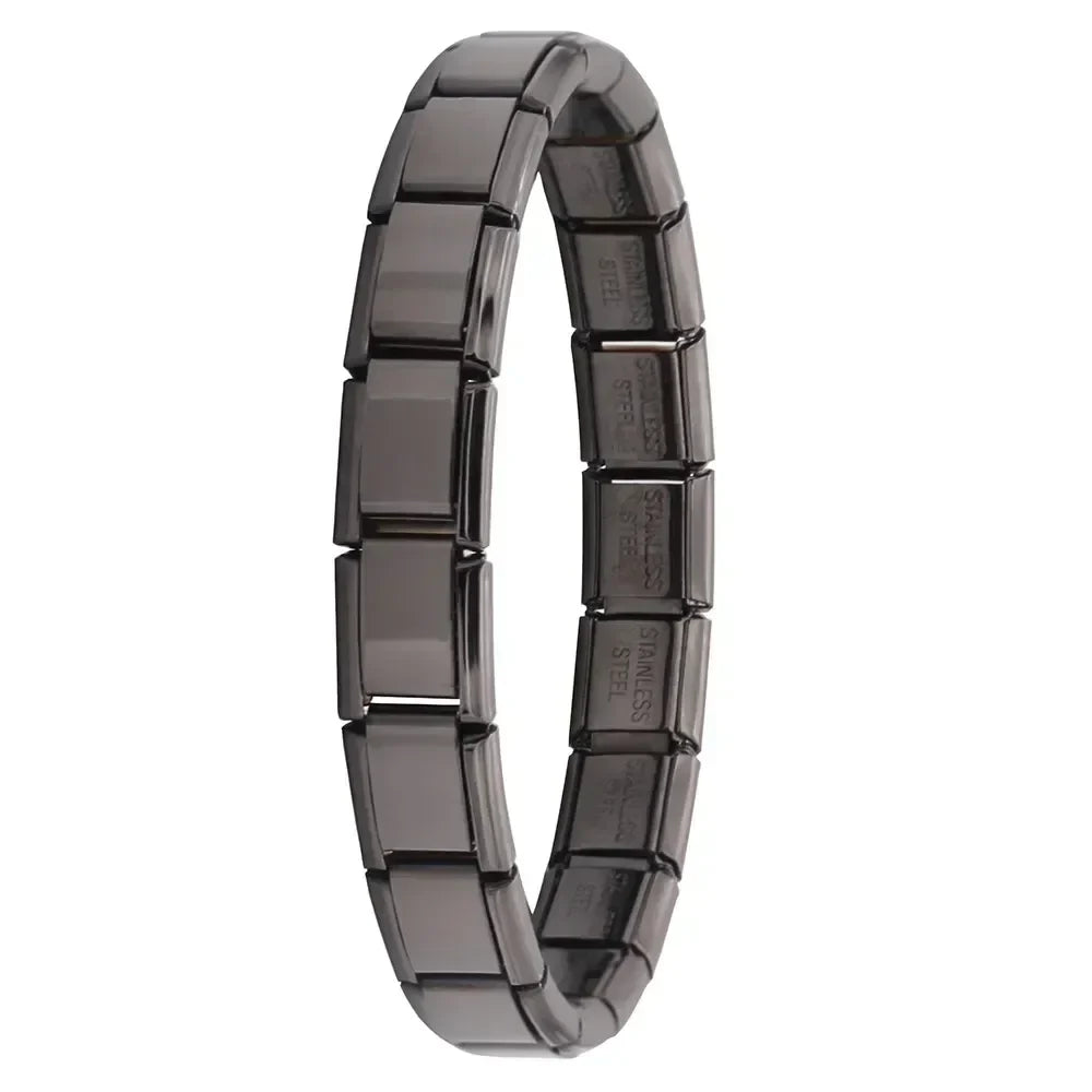 Pulseira Italiana em Aço Inoxidável Cinzento Escuro