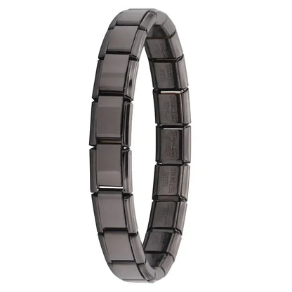 Pulseira Italiana em Aço Inoxidável Cinzento Escuro