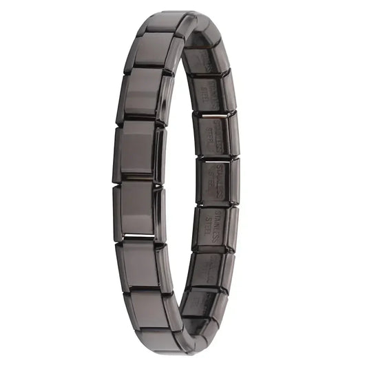 Pulseira Italiana em Aço Inoxidável Cinzento Escuro
