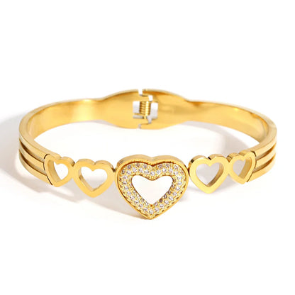 Pulseiras Rígidas em Aço Inoxidável Coração Sparkle 1