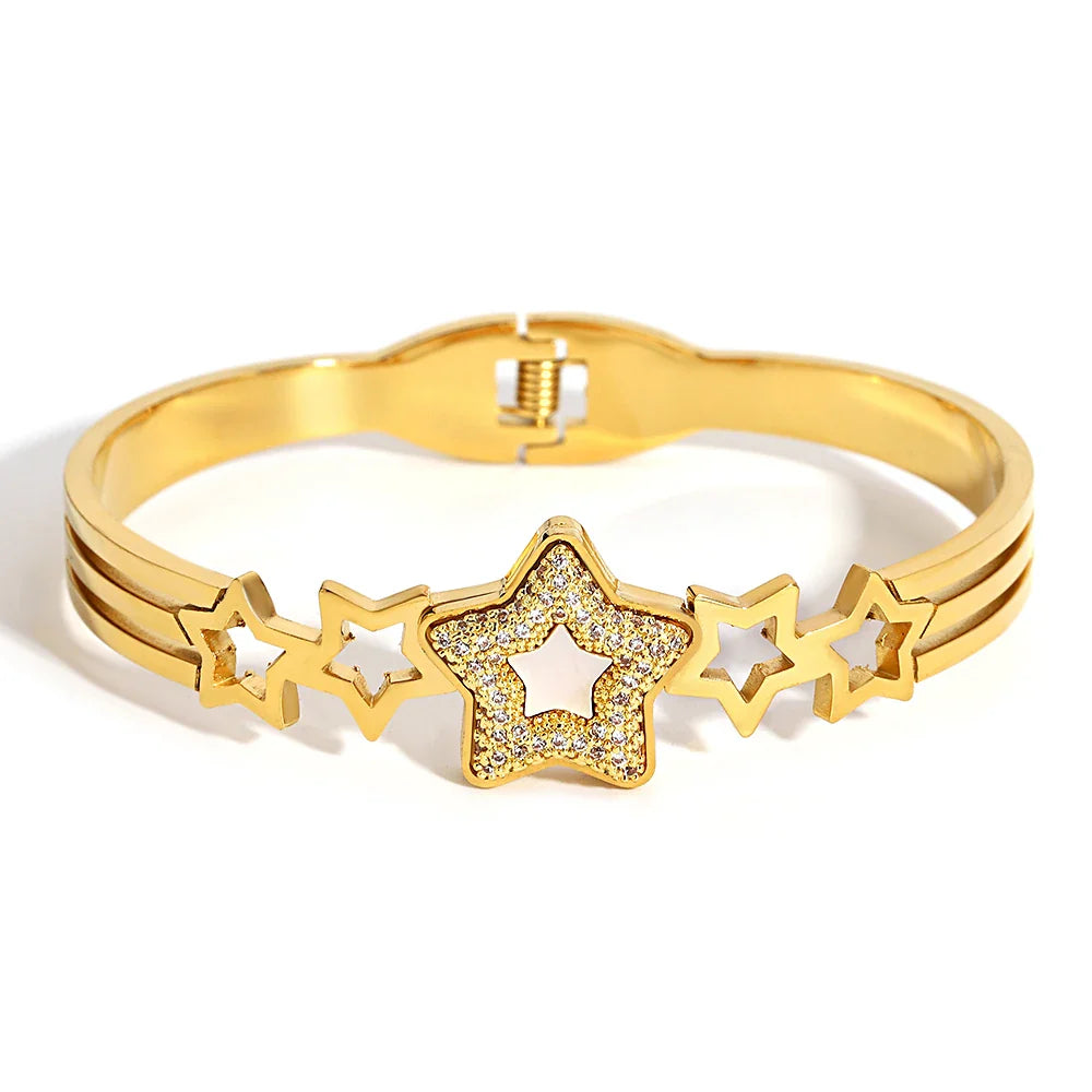 Pulseiras Rígidas em Aço Inoxidável Estrela