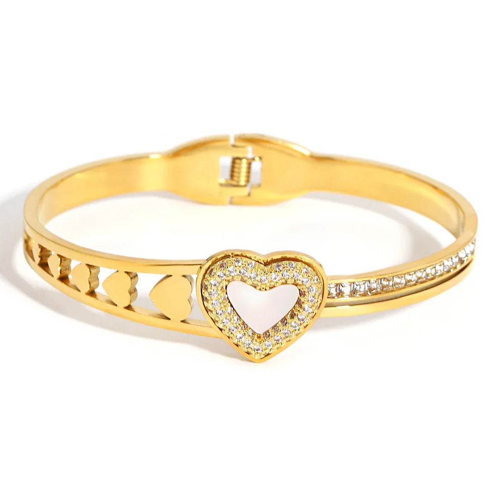 Pulseiras Rígidas em Aço Inoxidável Coração Sparkle 2