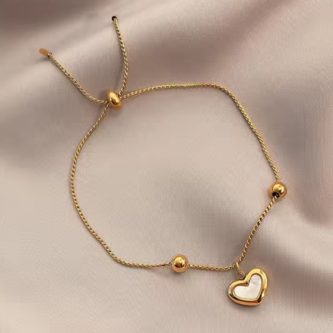Pulseira Ajustável de Charme Coração - Aço inoxidável