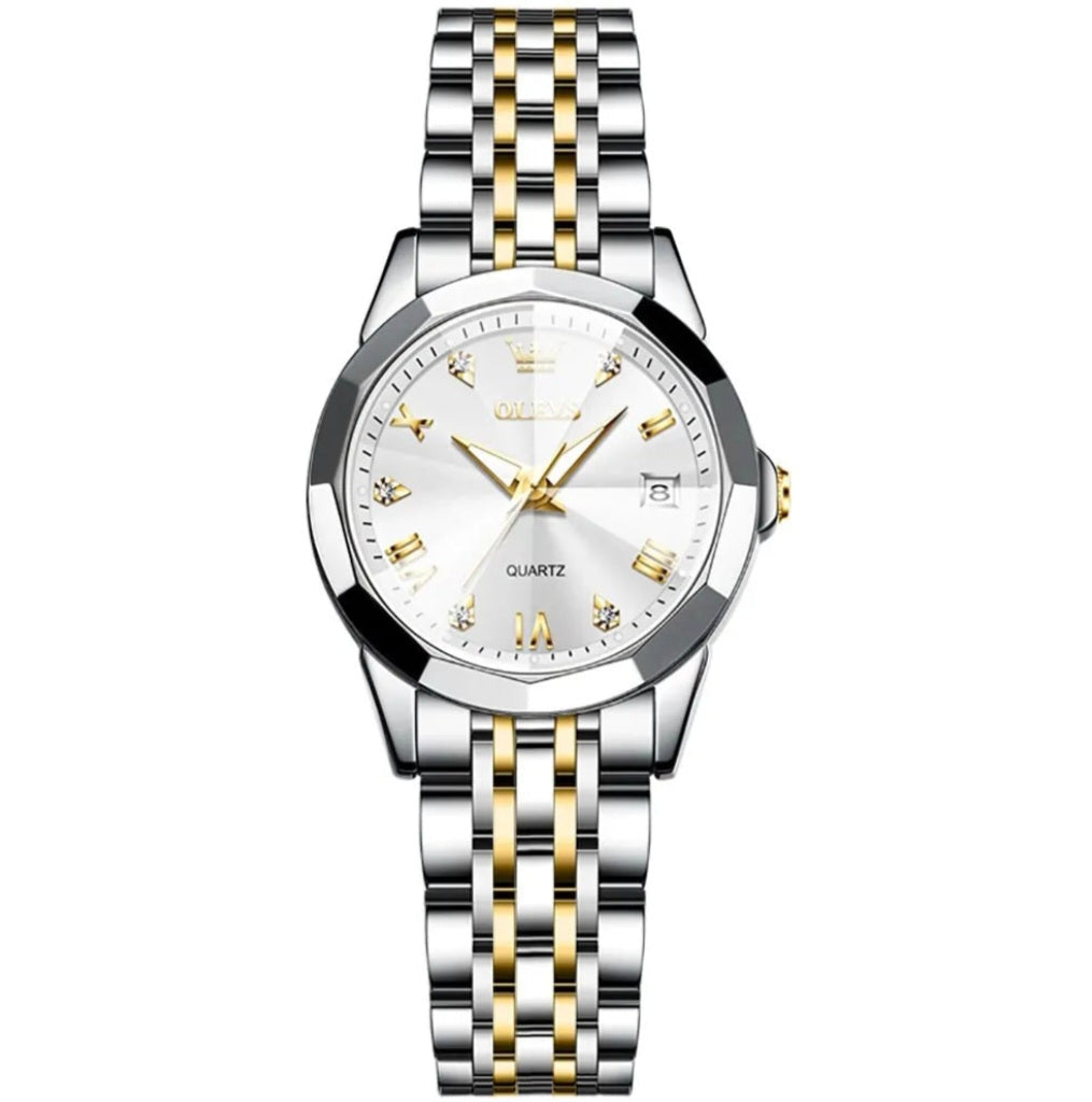 Relógio Feminino OLEVS em Aço Inoxidável Dourado